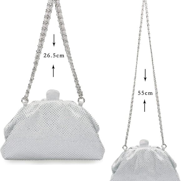 Rhinestone Purse Satin Crystal Clutch Handbag Evening Party Gift - Picture 8 of 8